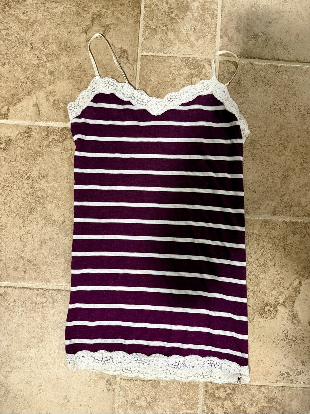 Striped Lace-Trim Cami Tank Top